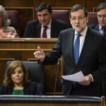 El presidente del Gobierno, Mariano Rajoy, durante la sesión de control en el Congreso