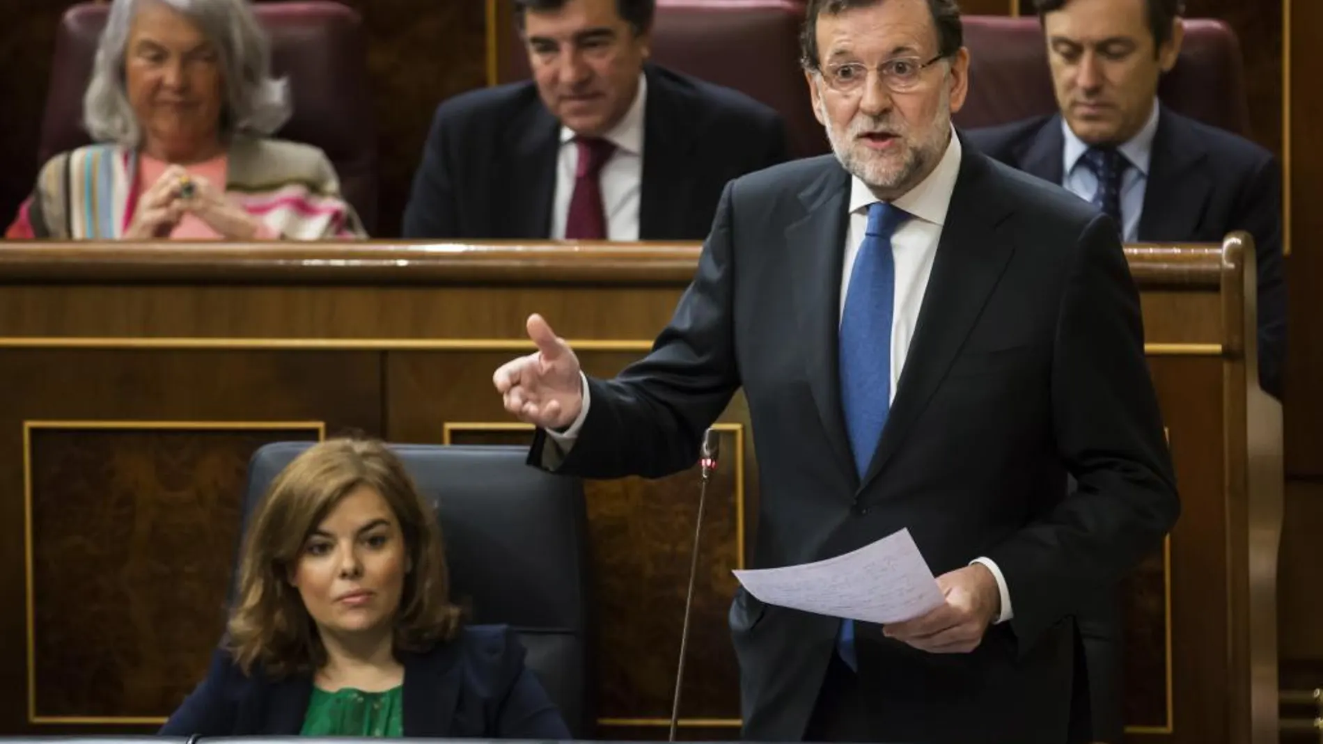 El presidente del Gobierno, Mariano Rajoy, durante la sesión de control en el Congreso