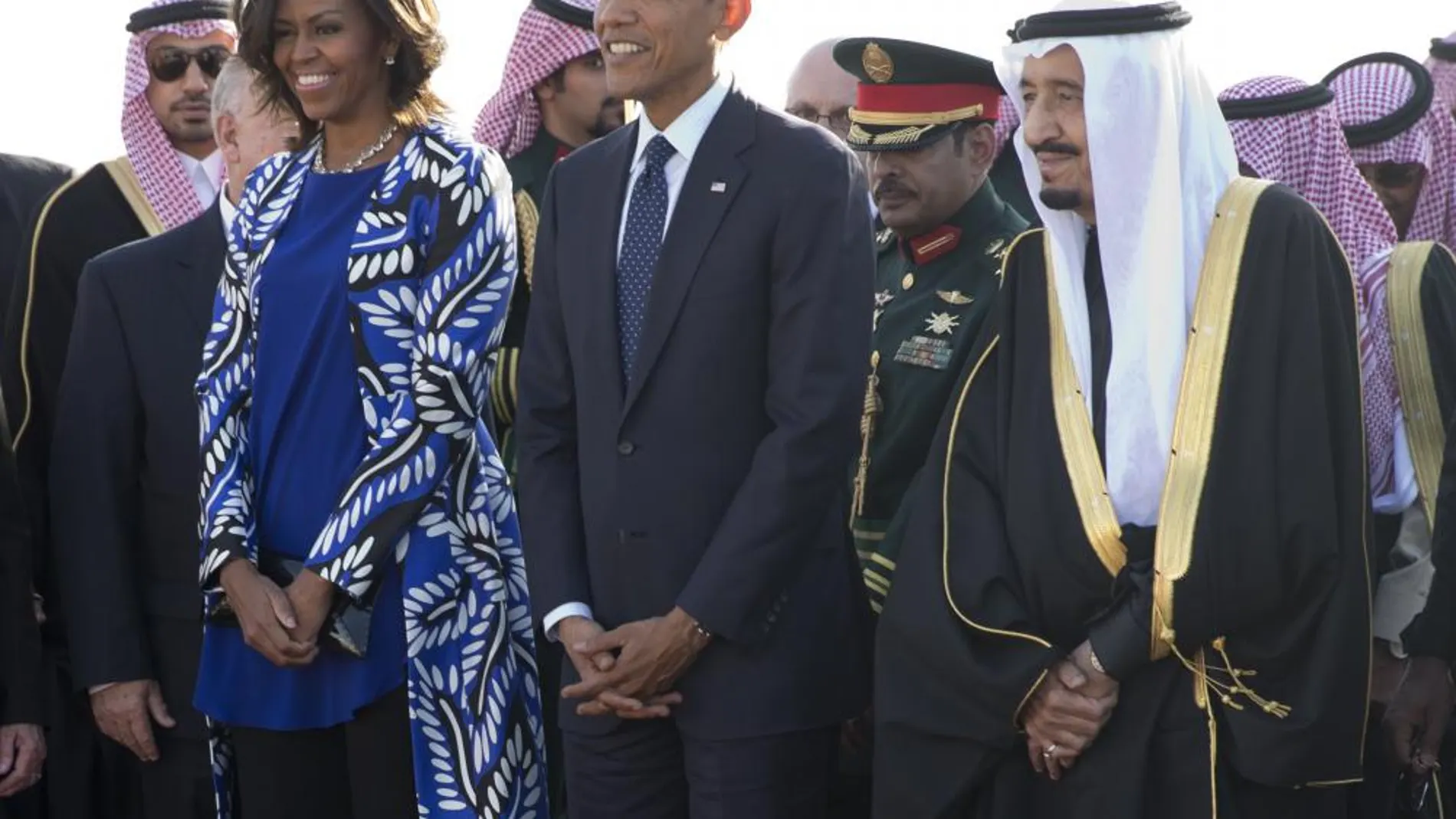 El matrimonio Obama a su llegada a Arabia Saudí
