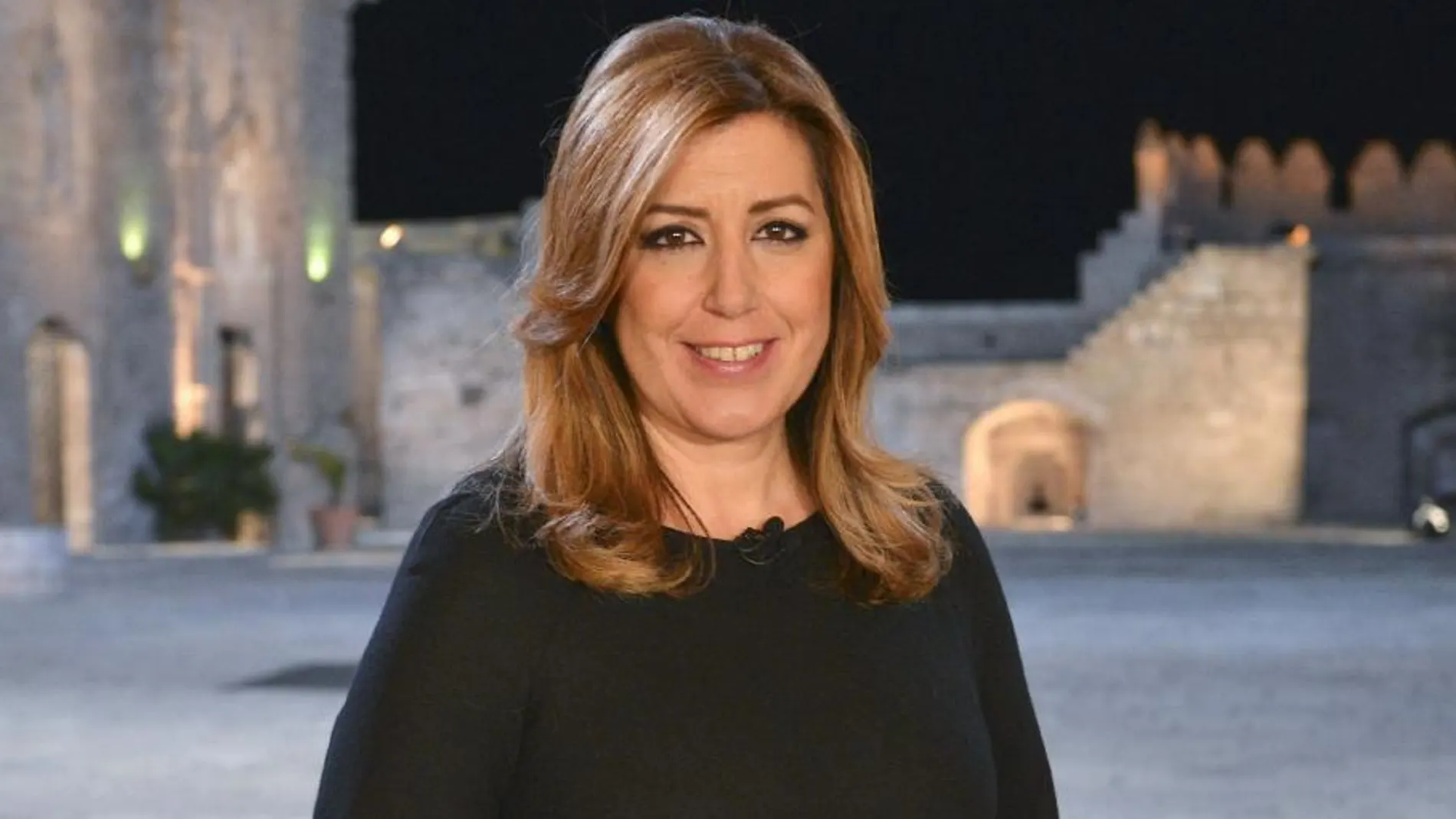 Susana Díaz en La Alcazaba de Almería durante la grabación del discurso de Fin de Año.