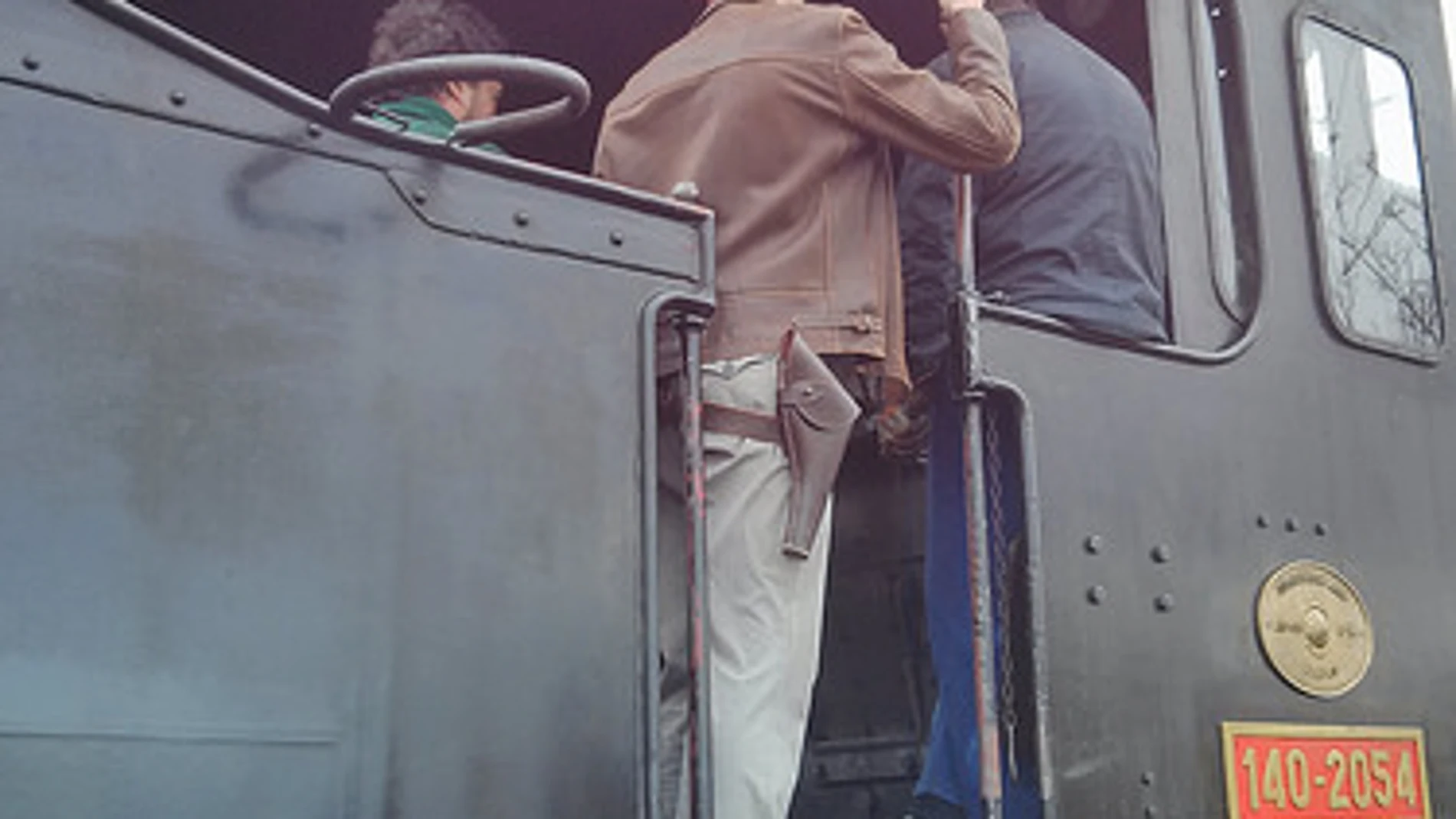 Imagen del rodaje de Indiana Jones en la mítica locomotora “Baldwin”