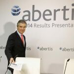 El consejero delegado de Abertis, Francisco Reynés, momentos antes de la presentación de los resultados de la compañía