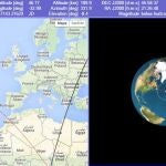 Pantallazo de la web que muestra la trayectoria de la nave