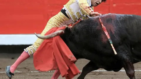 Estocada de Juan del Álamo al sexto toro de Alcurrucén de ayer