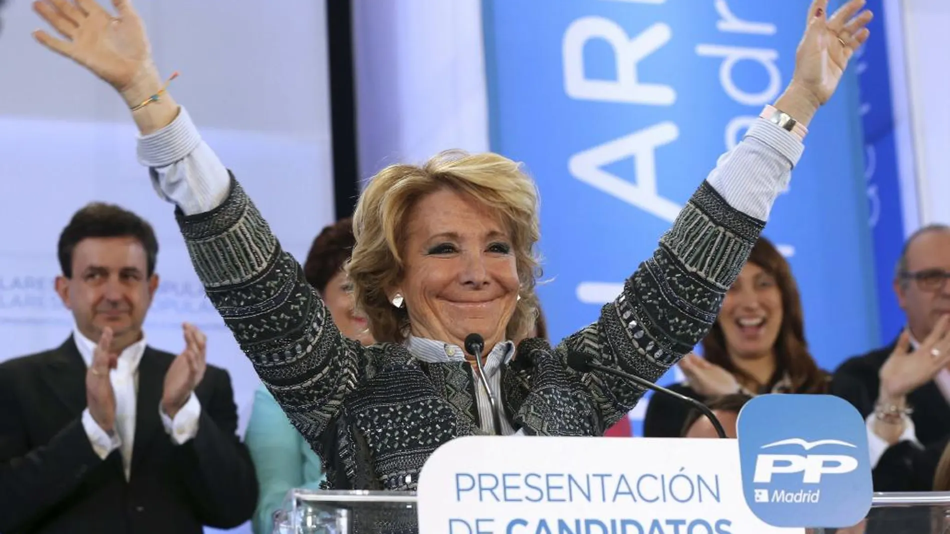 La presidenta del PP de Madrid y candidata a la Alcaldía, Esperanza Aguirre, durante un mitin