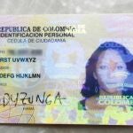 Carta de identificación de esta colombiana de 36 años