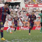 Messi celebra su gol ante el Rayo.