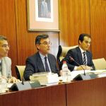 El consejero mayor de la Cámara de Cuentas, Rafael Navas (2º izda), ayer en el Parlamento