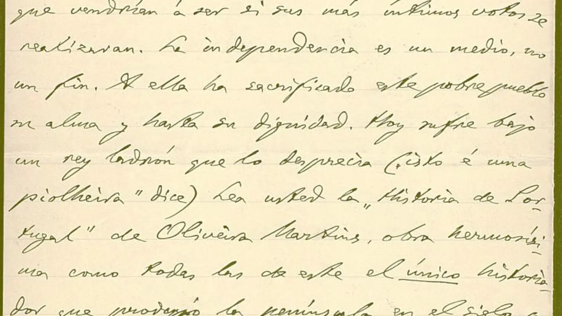 Esta carta de Unamuno (en la imagen) a Azorín fue escrita el 27 de junio de 1907 desde el Grande Hotel do Porto.