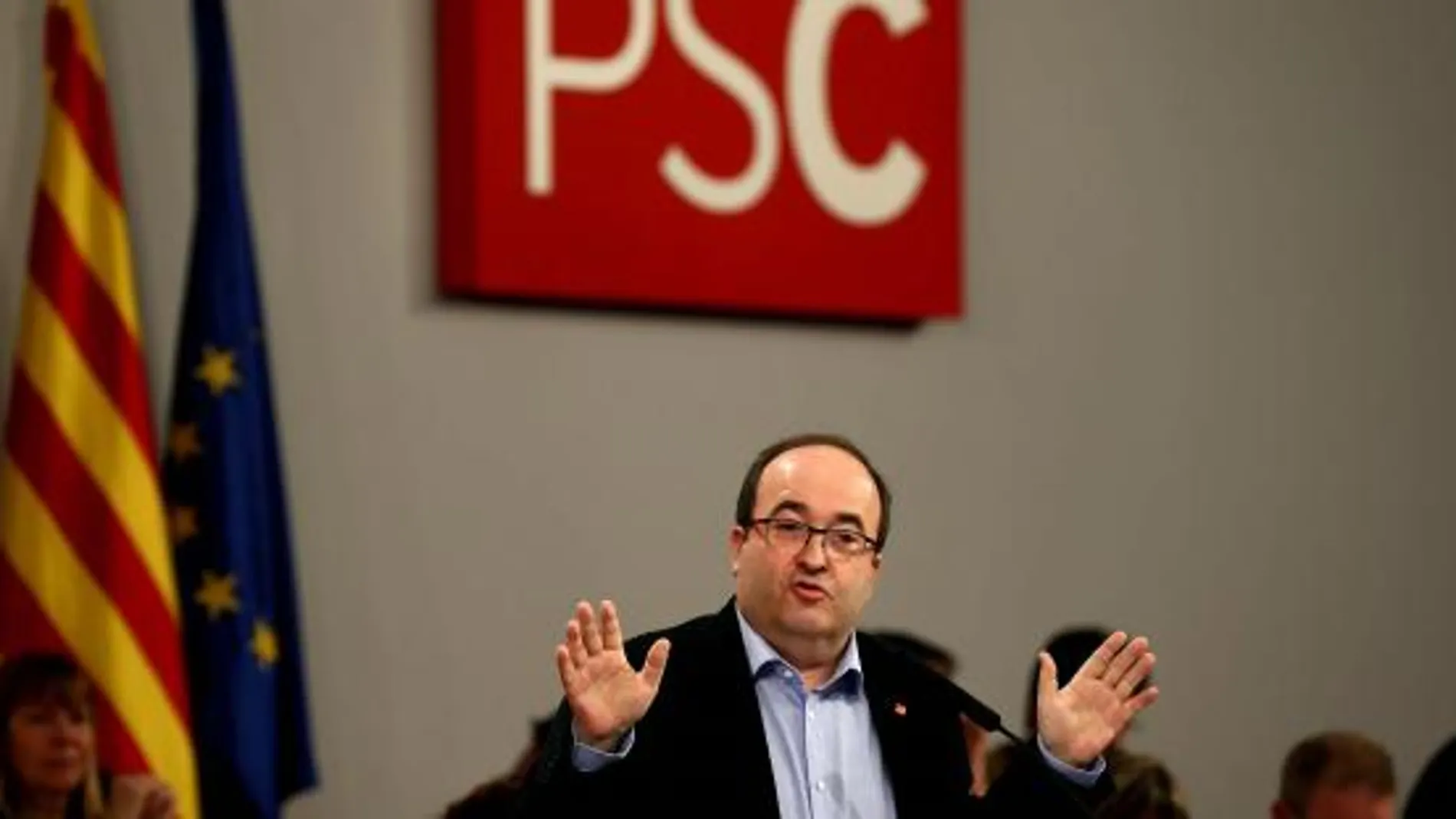 GEl primer secretario del PSC, Miquel Iceta, durante la presentación del informe político en el marco del Consell Nacional, en un contexto marcado por la celebración de elecciones autonómicas el 27 de septiembre.
