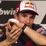 Marc Márquez durante la rueda de prensa ofrecida esta tarde en el Circuito de Jerez.