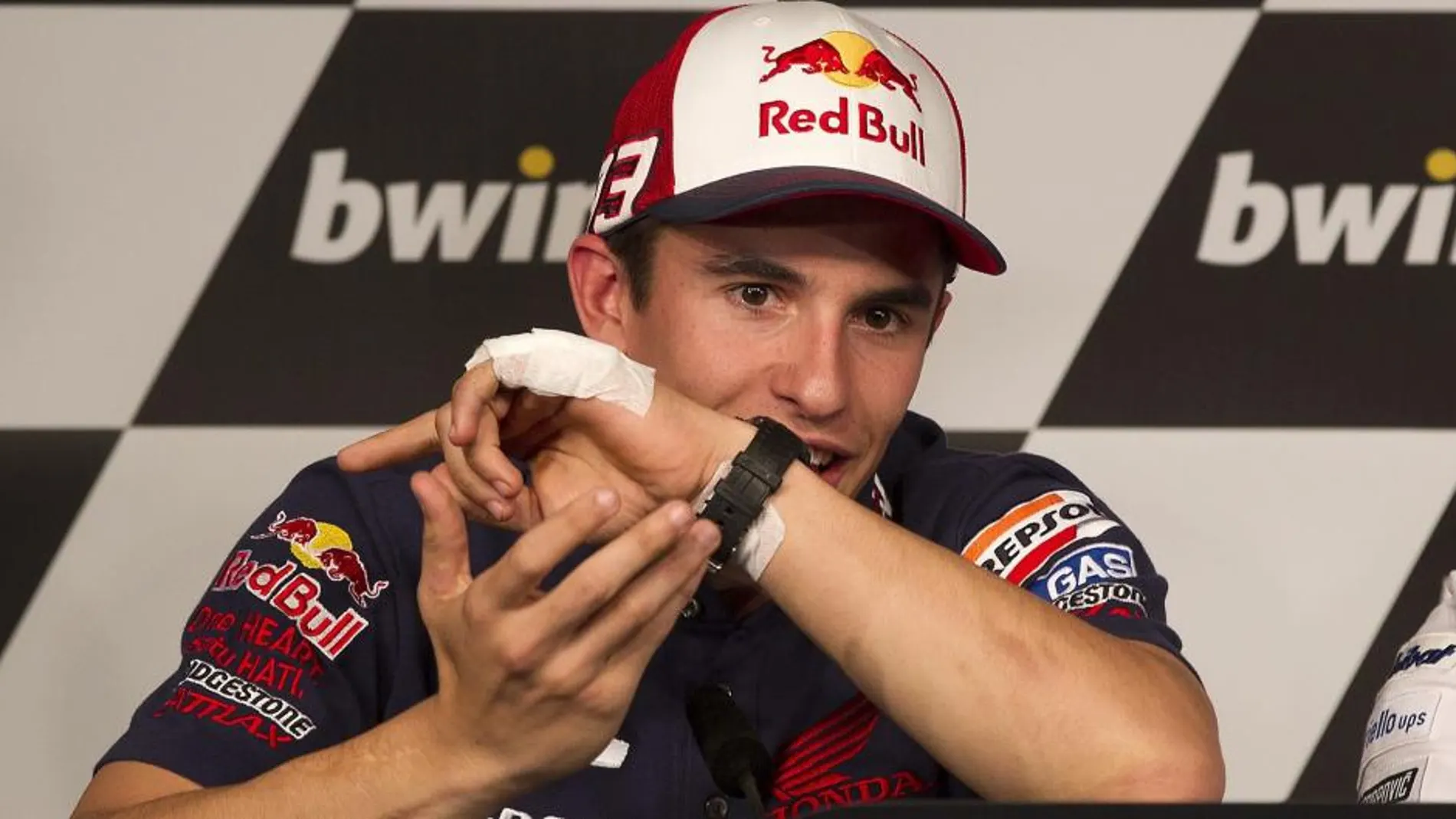 Marc Márquez durante la rueda de prensa ofrecida esta tarde en el Circuito de Jerez.