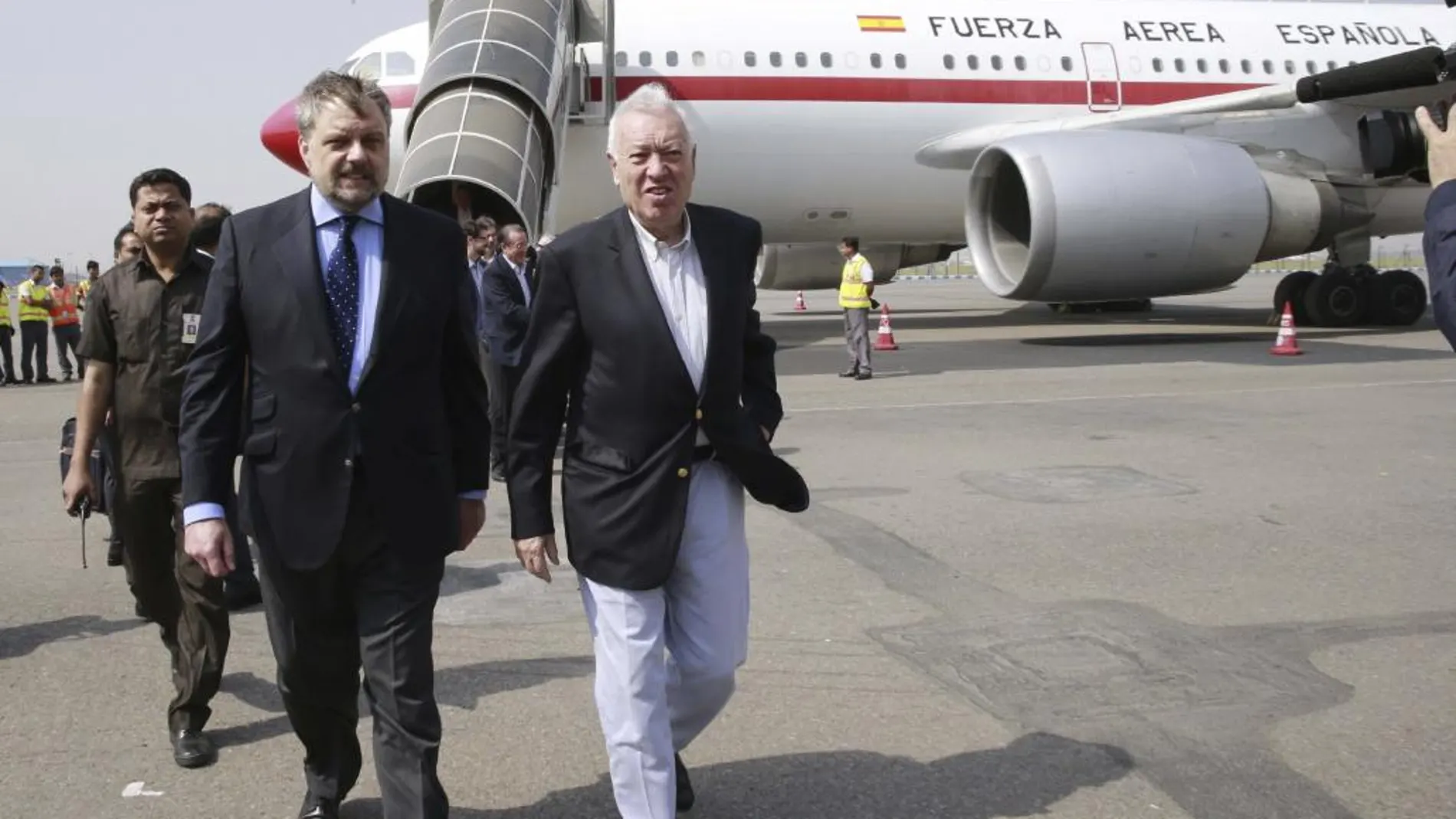 El ministro español de Asuntos Exteriores, José Manuel García-Margallo, llegó hoy a Nueva Delhi