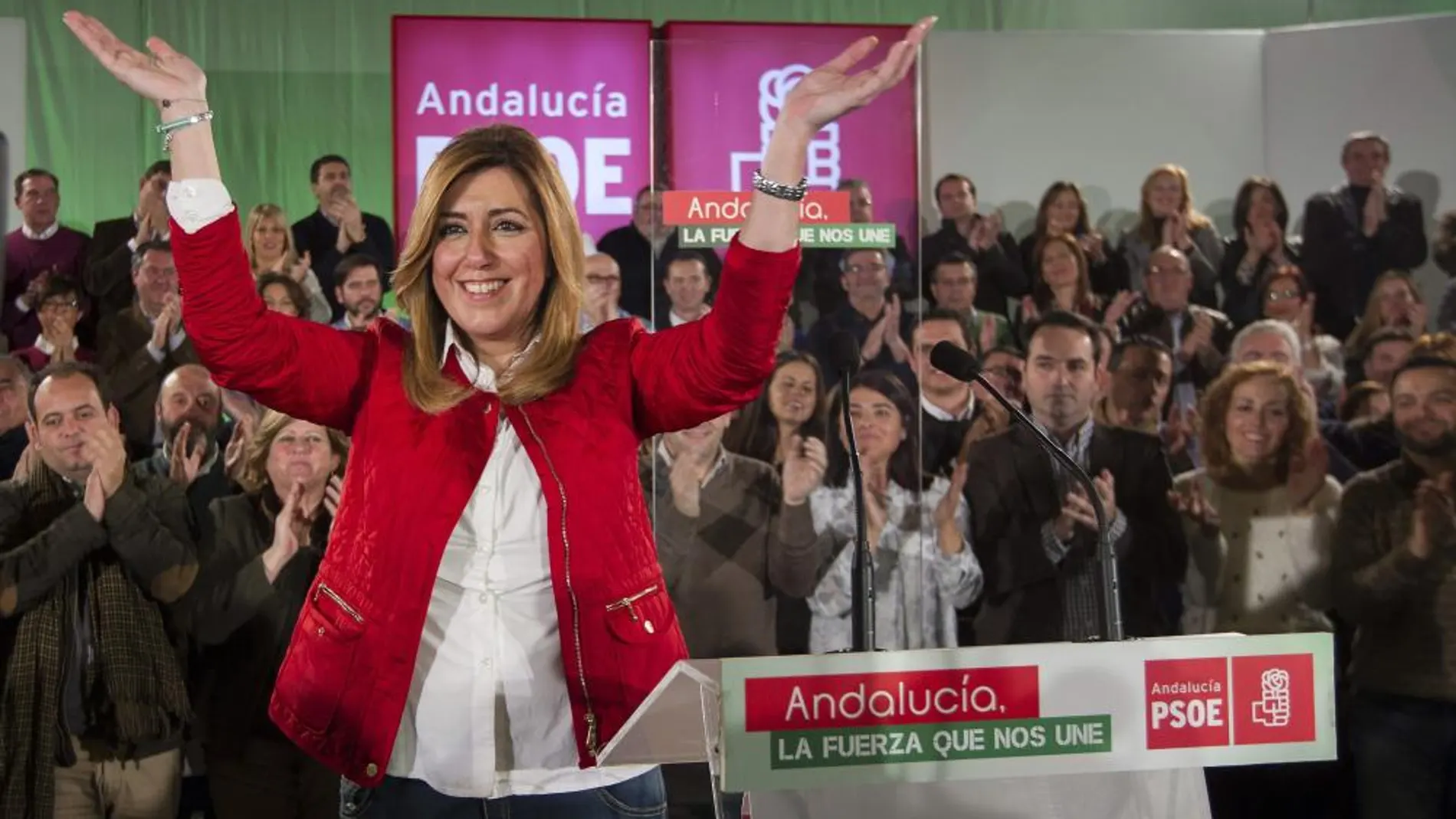 Susana Díaz, interviene en un acto con candidatos y candidatas socialistas.
