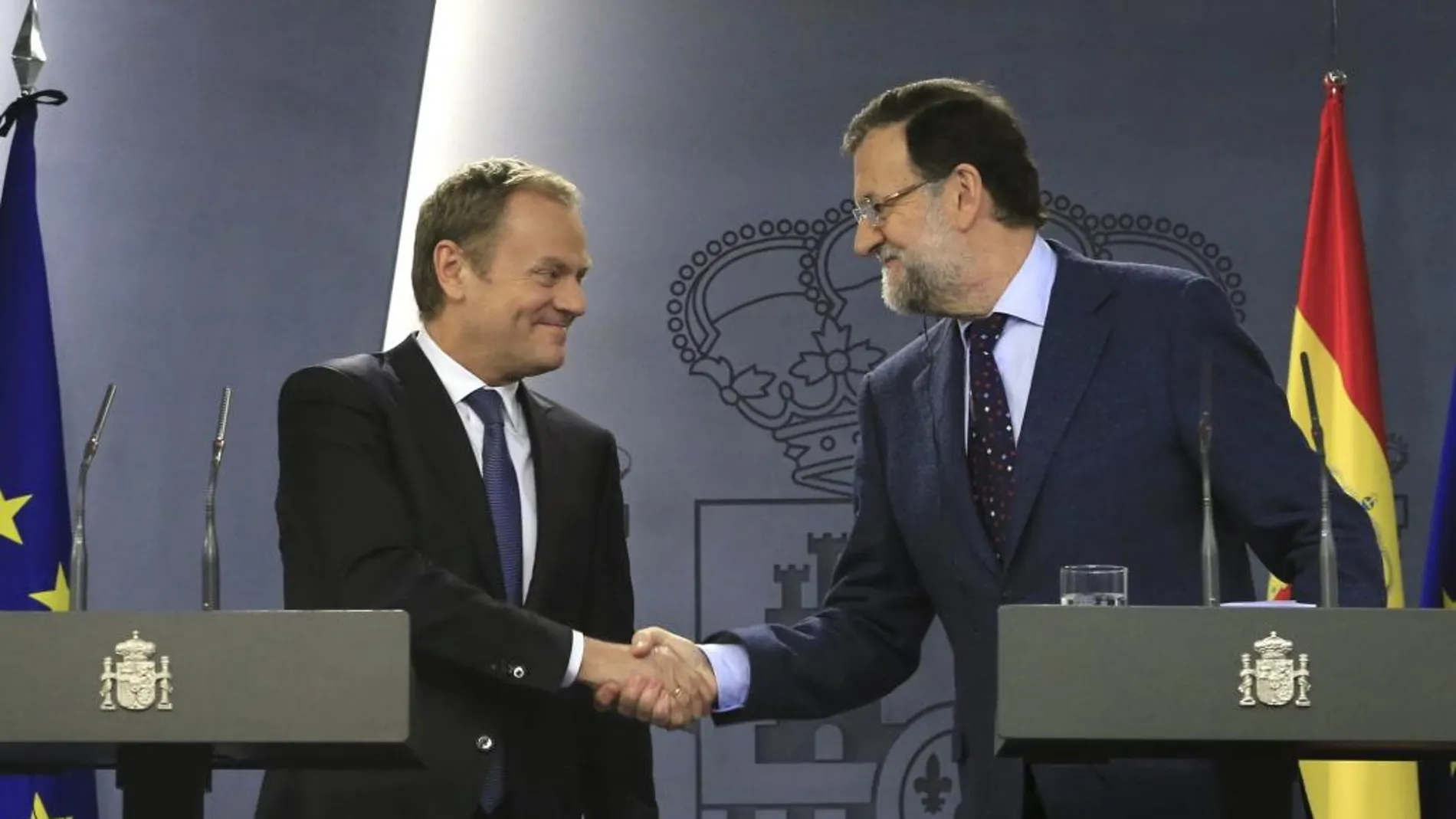 El presidente del Gobierno, Mariano Rajoy y el presidente del Consejo Europeo, Donald Tusk