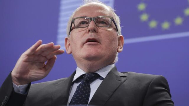 El vicepresidente primero de la Comisión Europea y comisario de la Mejora de la Legislación, Relaciones Interinstitucionales, Estado de Derecho y Carta de los Derechos Fundamentales, el holandés Frans Timmerman.