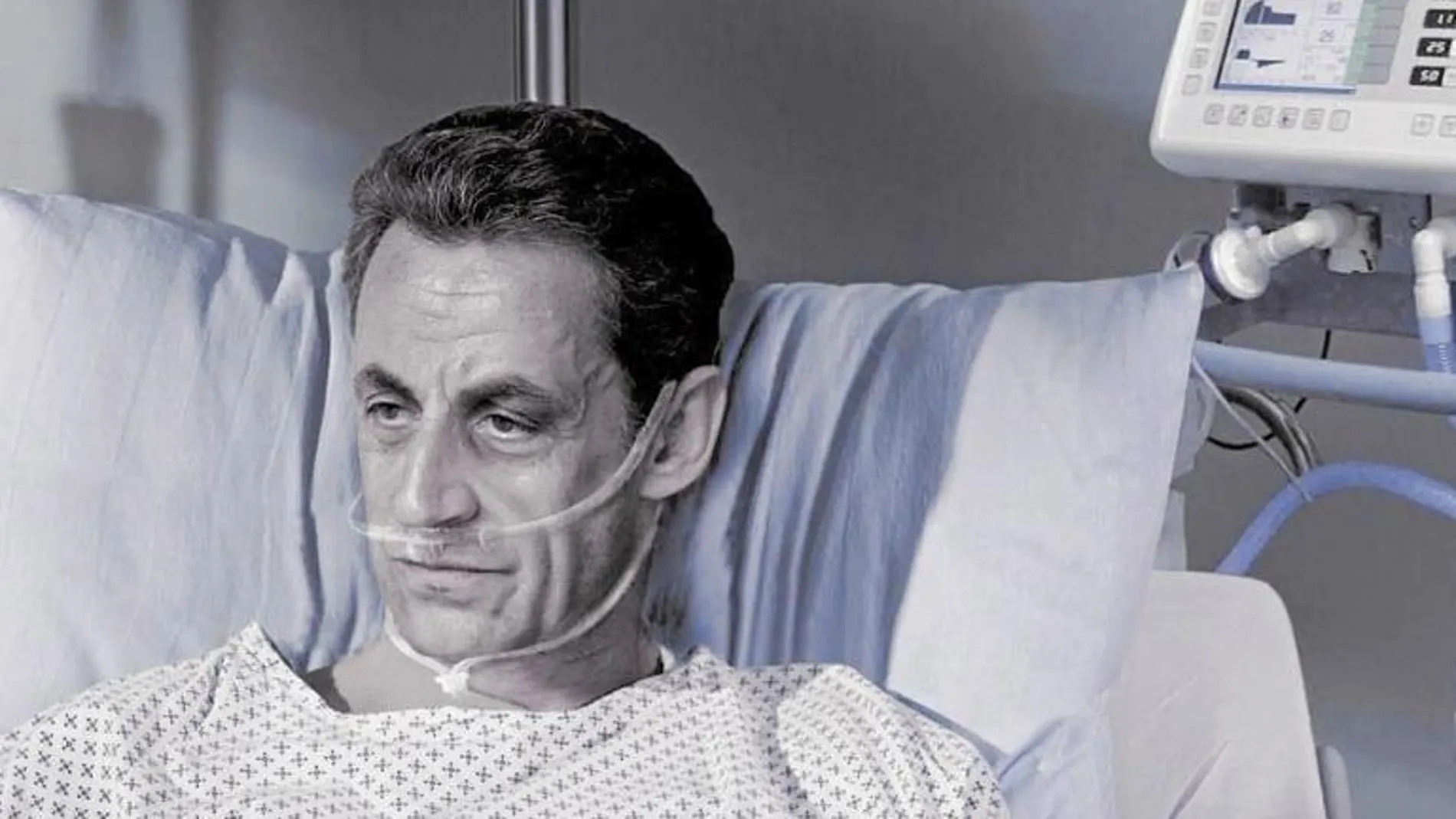 Foto facilitada por la Asociación para el Derecho a Morir Dignamente (ADMD) de Francia para su campaña publicitaria a favor de la eutanasia y en la que se ve al presidente francés, Nicolas Sarkozy, en el lecho de muerte.