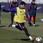 Messi, en el entrenamiento de hoy martes