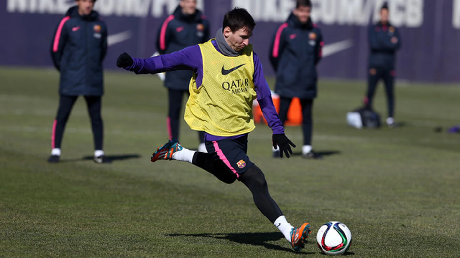 Messi, en el entrenamiento de hoy martes