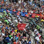 Vista del comienzo de la décima etapa del Giro entre las localidades de Civitanova Marche y Forli
