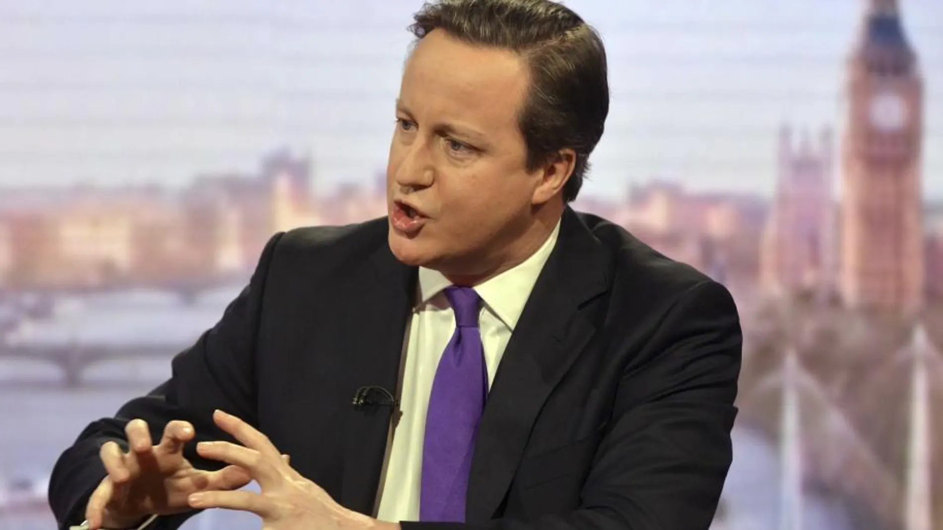 El primer ministro británico, David Cameron, durante la entrevista a la BBC