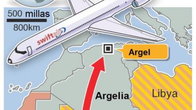 Itinerario del vuelo desaparecido entre Uagadugú y Argel.