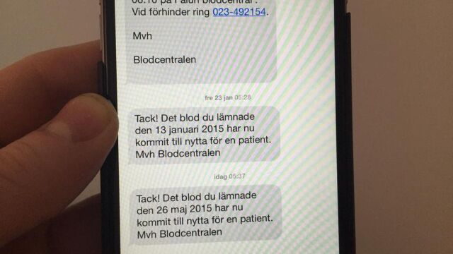 Suecia envía un mensaje a los donantes cada vez que su sangre salva una vida