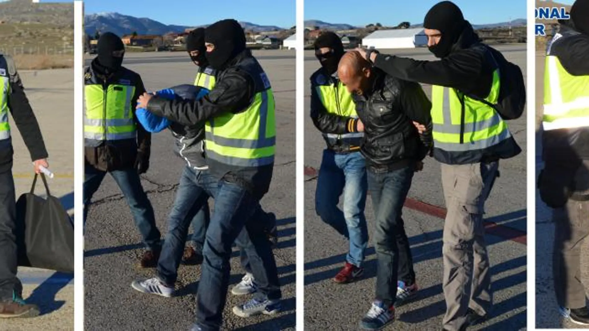 Imagen de la llegada a Madrid de los cuatro yihadistas detenidos en Ceuta.