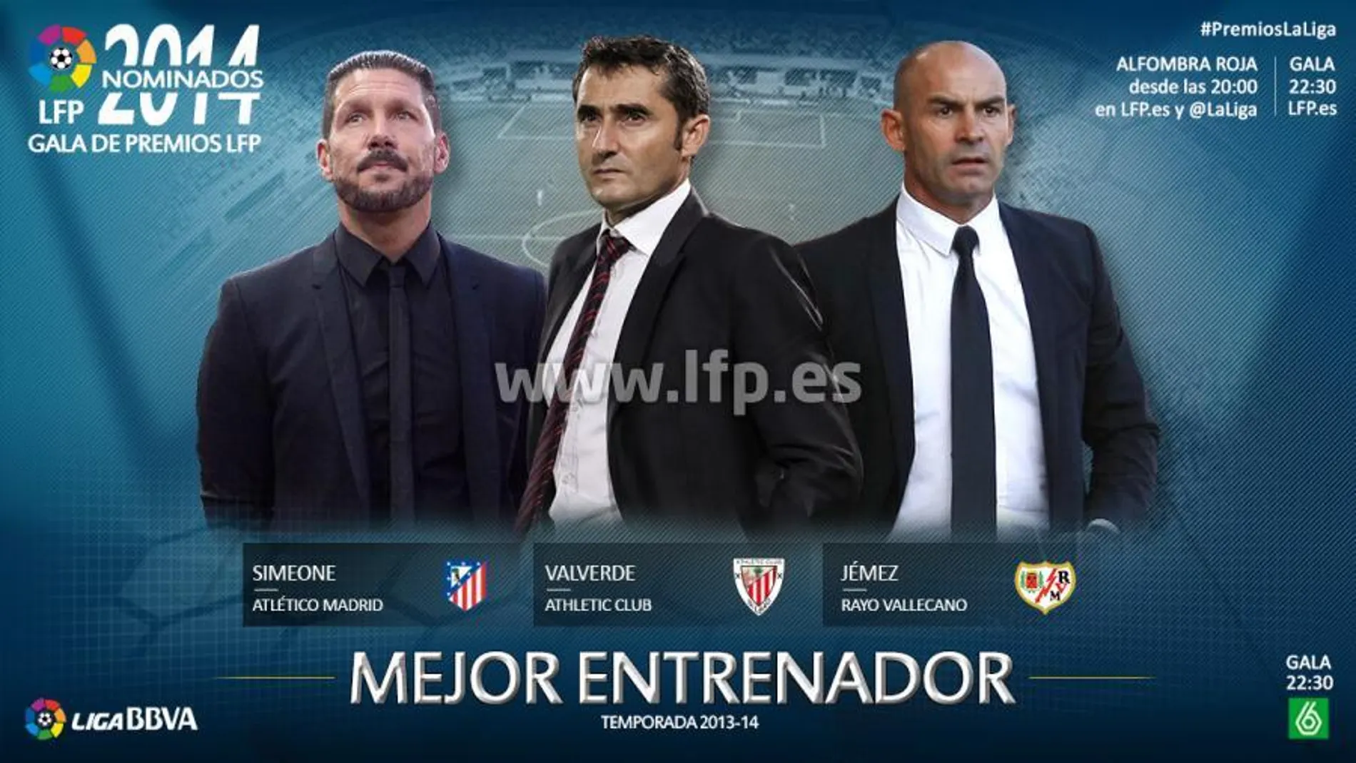 Simeone, Valverde y Jémez, nominados a «Mejor Entrenador de la Liga»