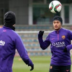 Neymar, durante el entrenamiento de este martes