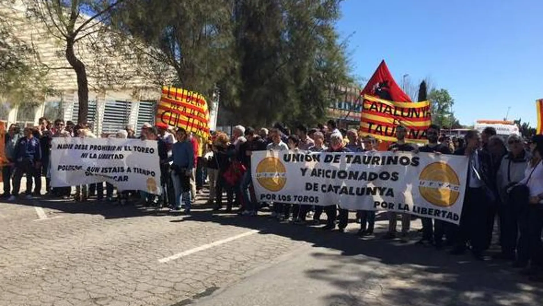 Los aficionados catalanes piden libertad en una manifestación taurina celebrada en Amposta