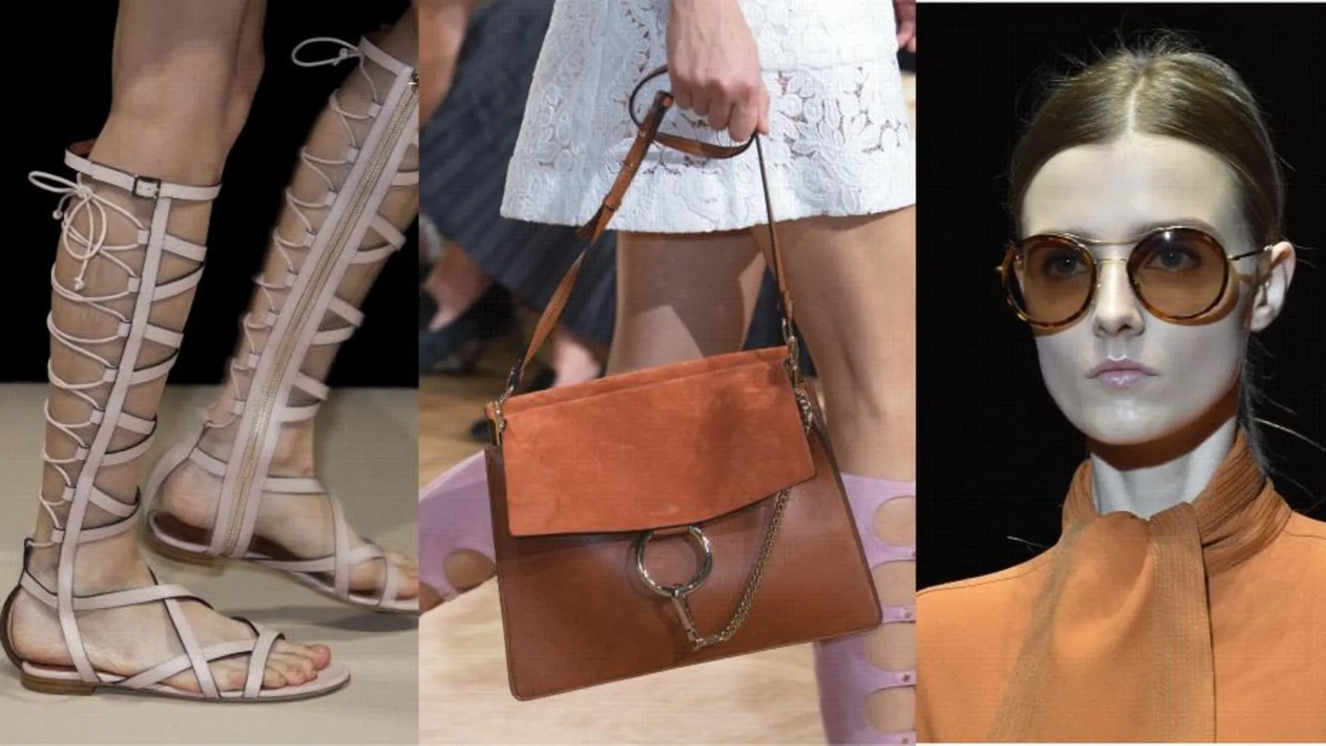Gladiadoras, bolso de Chloe y gafas de Gucci.
