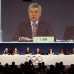 Thomas Bach, presidente del COI, durante su discruso inagural de la 127 Sesión plenaria del organismo