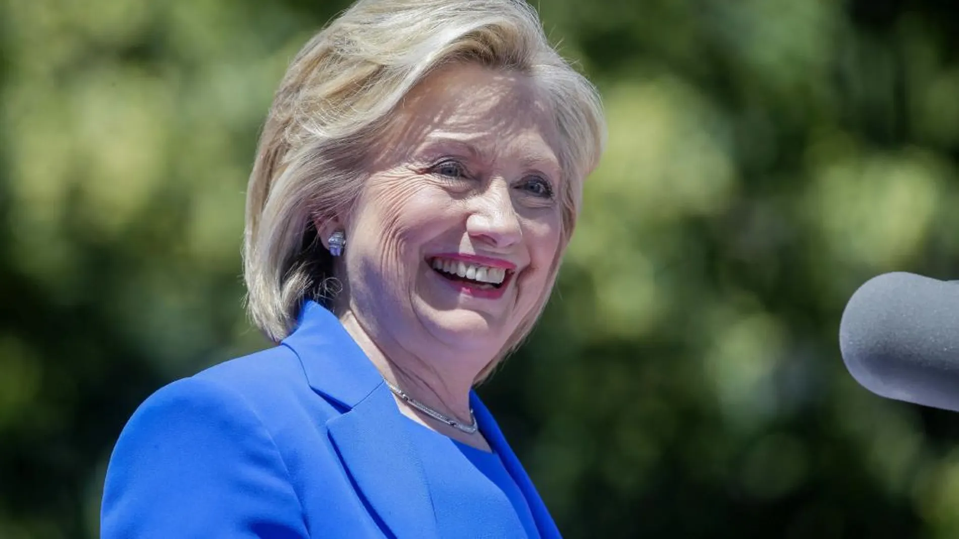 Hillary Clinton durante su acto electoral de hoy.