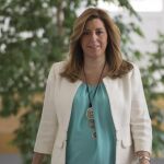 Susana Díaz, hoy en el palacio de San Telmo, donde continúa los contactos con asociaciones y partidos tras las elecciones.