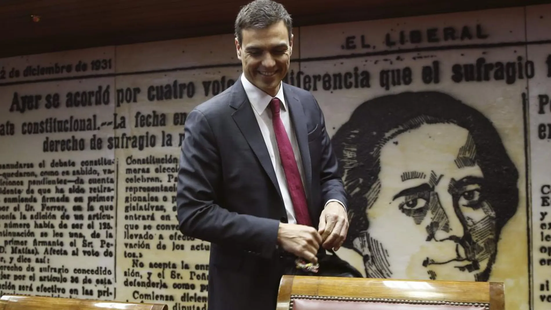 El líder del PSOE, Pedro Sánchez, durante la presentación de su propuesta para un nuevo Estatuto de los Trabajadores
