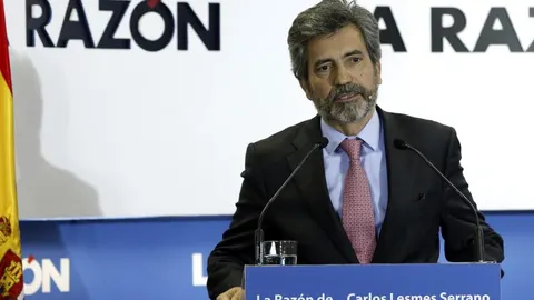 El presidente del Tribunal Supremo y del Consejo General del Poder Judicial, Carlos Lesmes, durante su intervención en el encuentro 'La Razón de Carlos Lesmes'