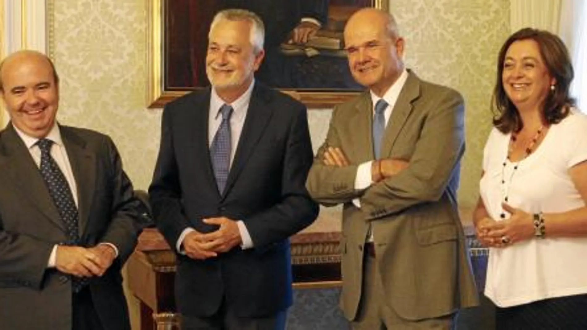 Gaspar Zarrías, José Antonio Griñán, Manuel Chaves y Mar Moreno, en una reunión en el Congreso