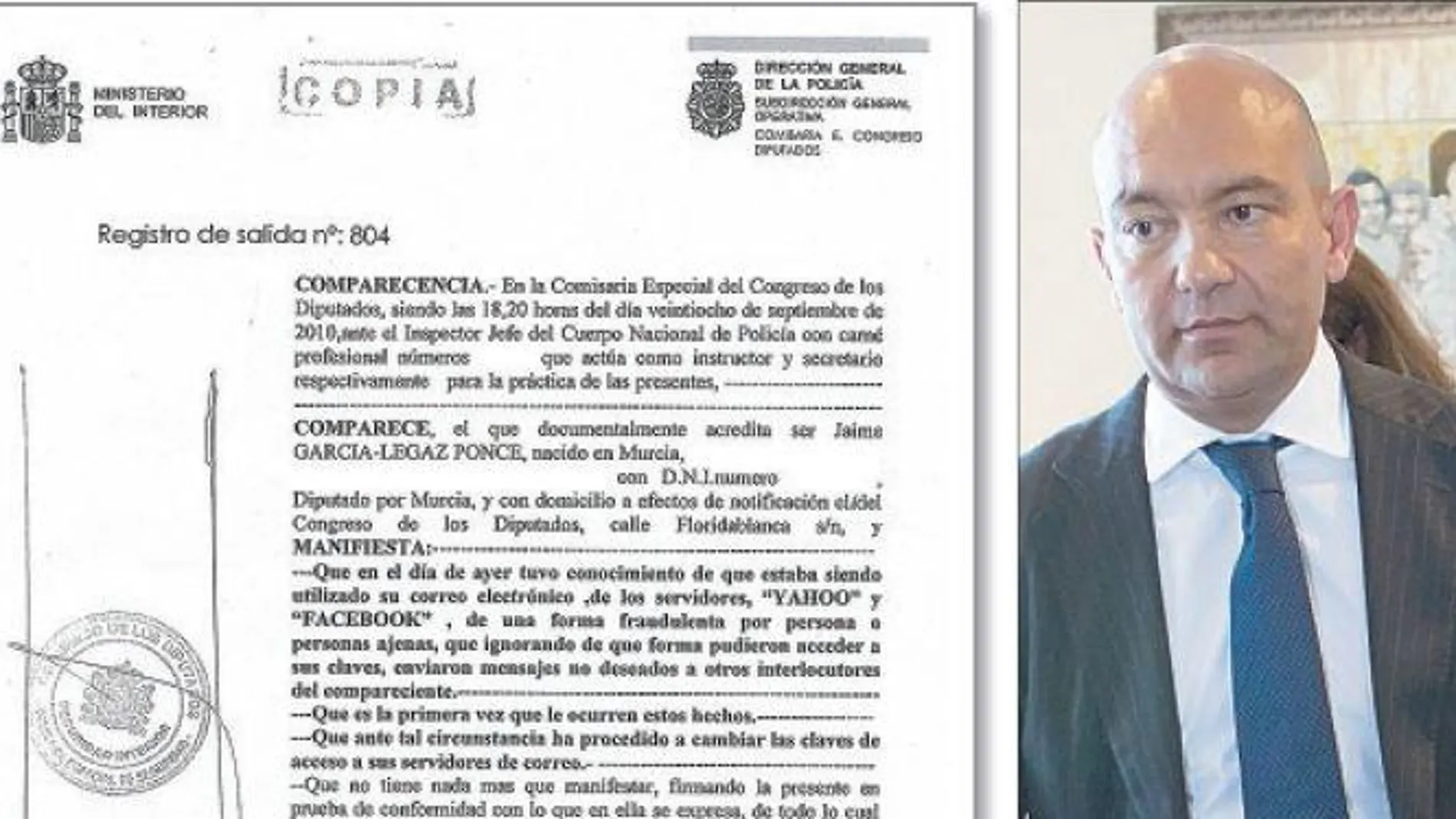García-Legaz denunció en 2010 el uso fraudulento de sus cuentas de correo
