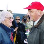 Ecclestone con Niki Lauda ayer en Silverstone