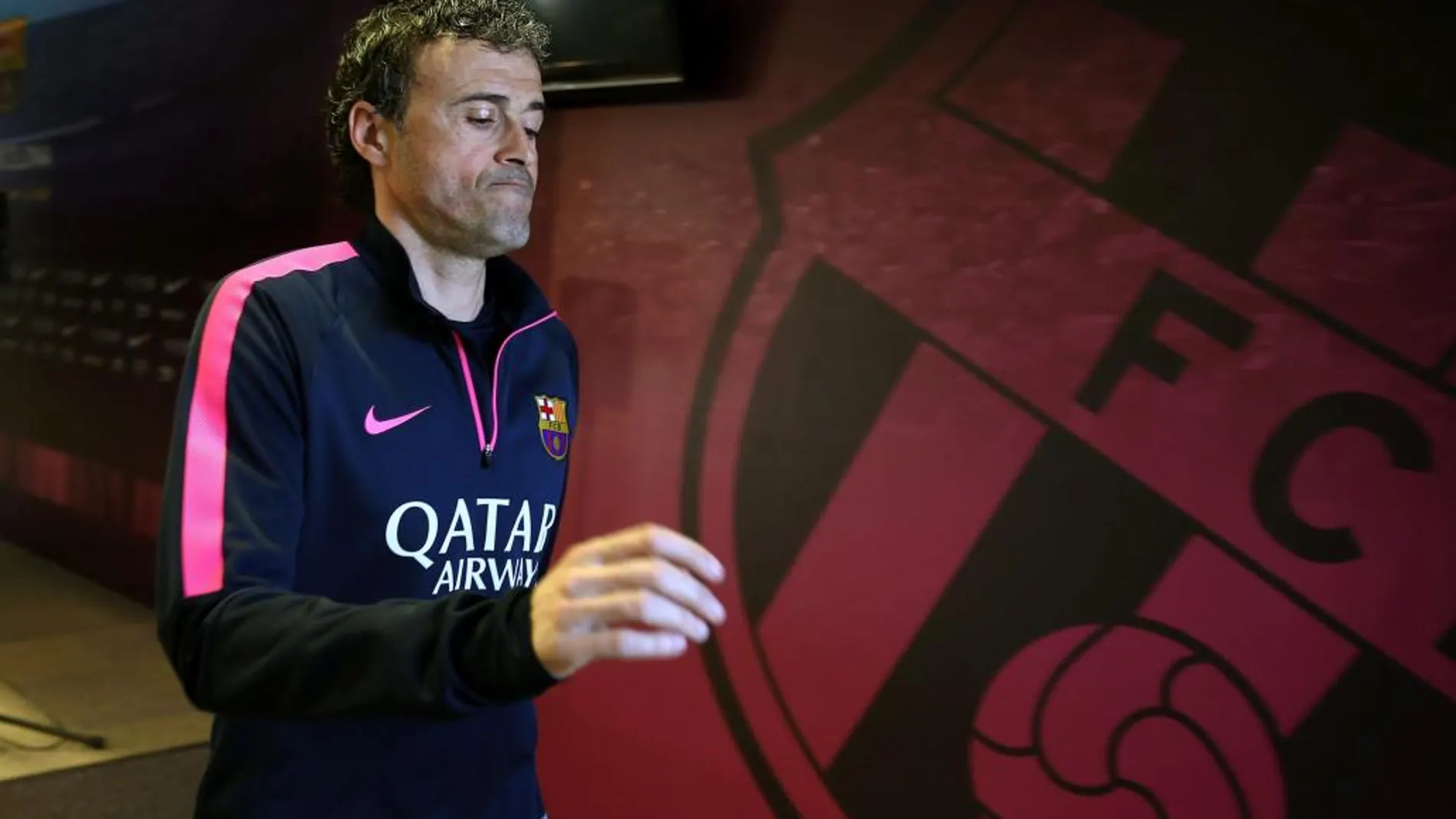 El entrenador del FC Barcelona, Luis Enrique, al finalizar la rueda de prensa