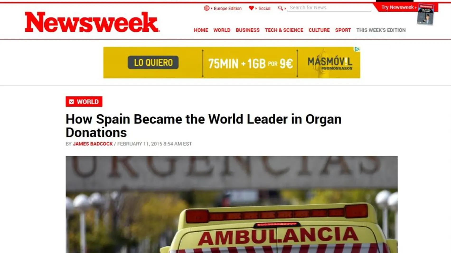 La revista «Newsweek» resalta el liderazgo español en trasplantes