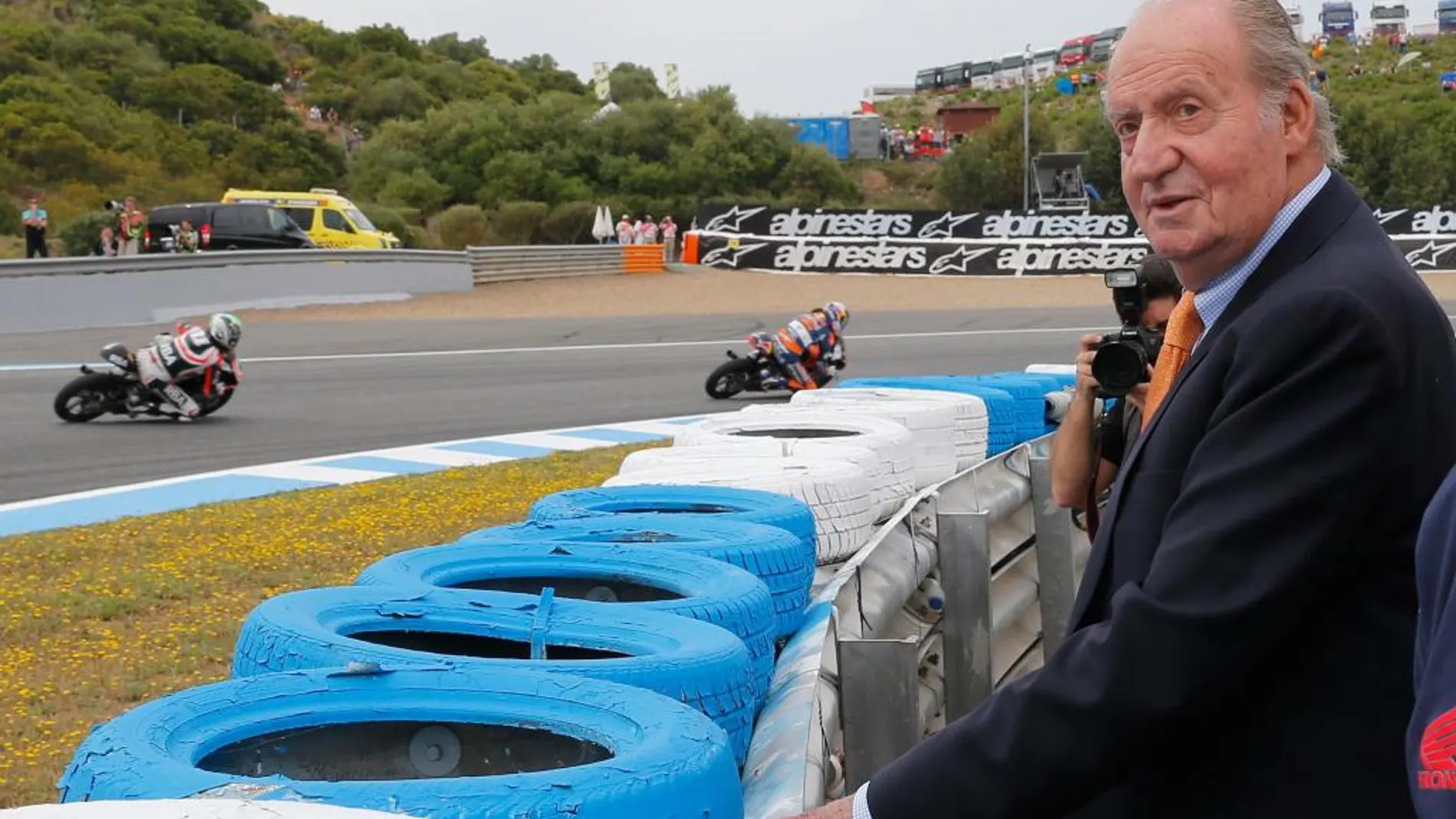 Don Juan Carlos, el pasado domingo en el GP de motociclismo en Jerez
