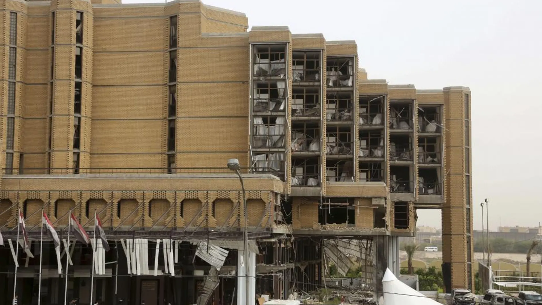 Estado en que ha quedado el hotel Babilon tras el atentado