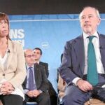 Rodrigo Rato acompañó ayer a Alicia Sánchez Camacho en su campaña electoral