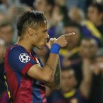 Neymar celebra el gol para el Barcelona