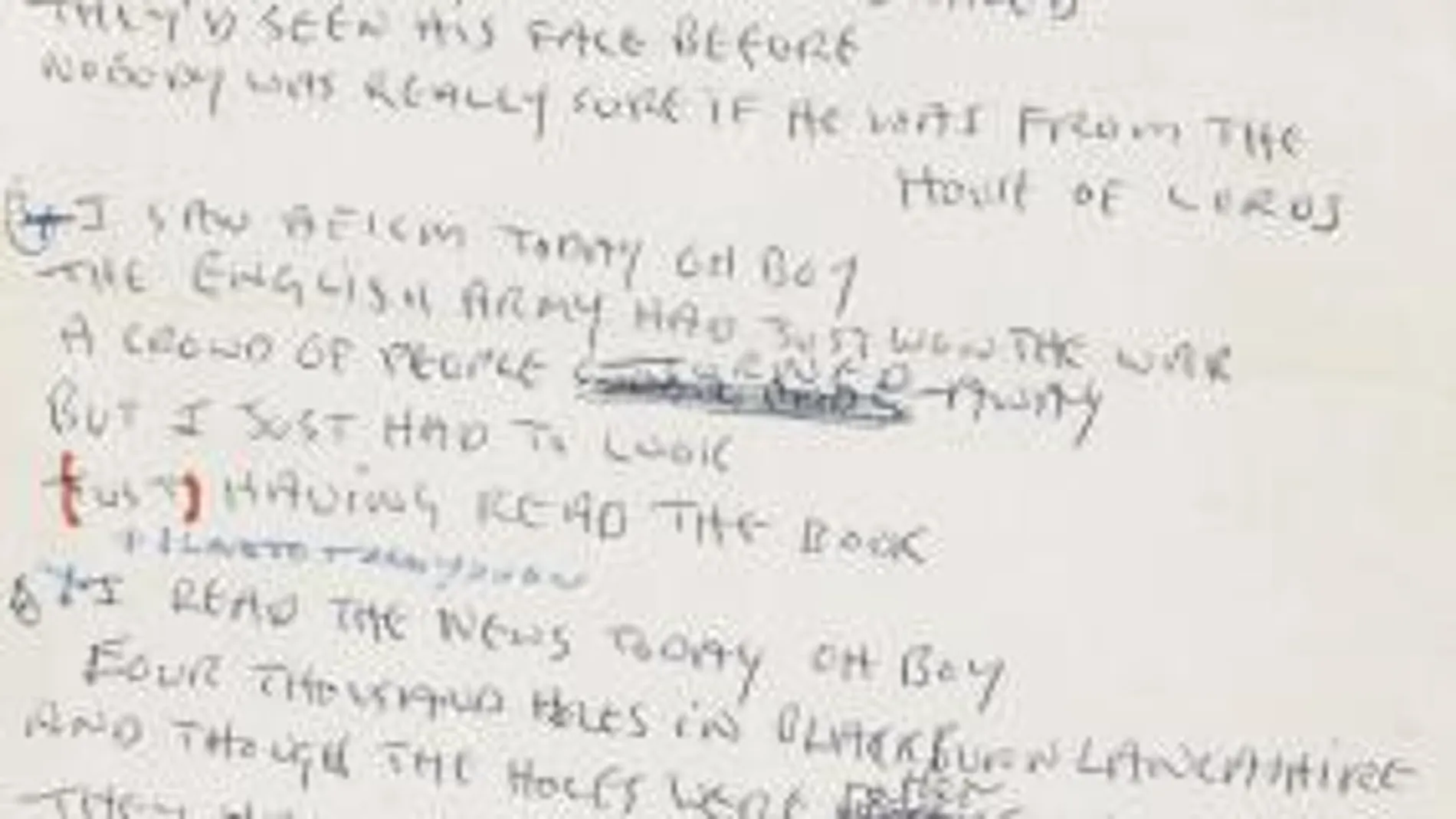 La letra de la canción "A day in the life", escrita por John Lennon