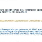 RECHAZO TOTAL. La web del Ayuntamiento refleja el malestar que se vive en Guadalix desde que se anunció la moción de censura