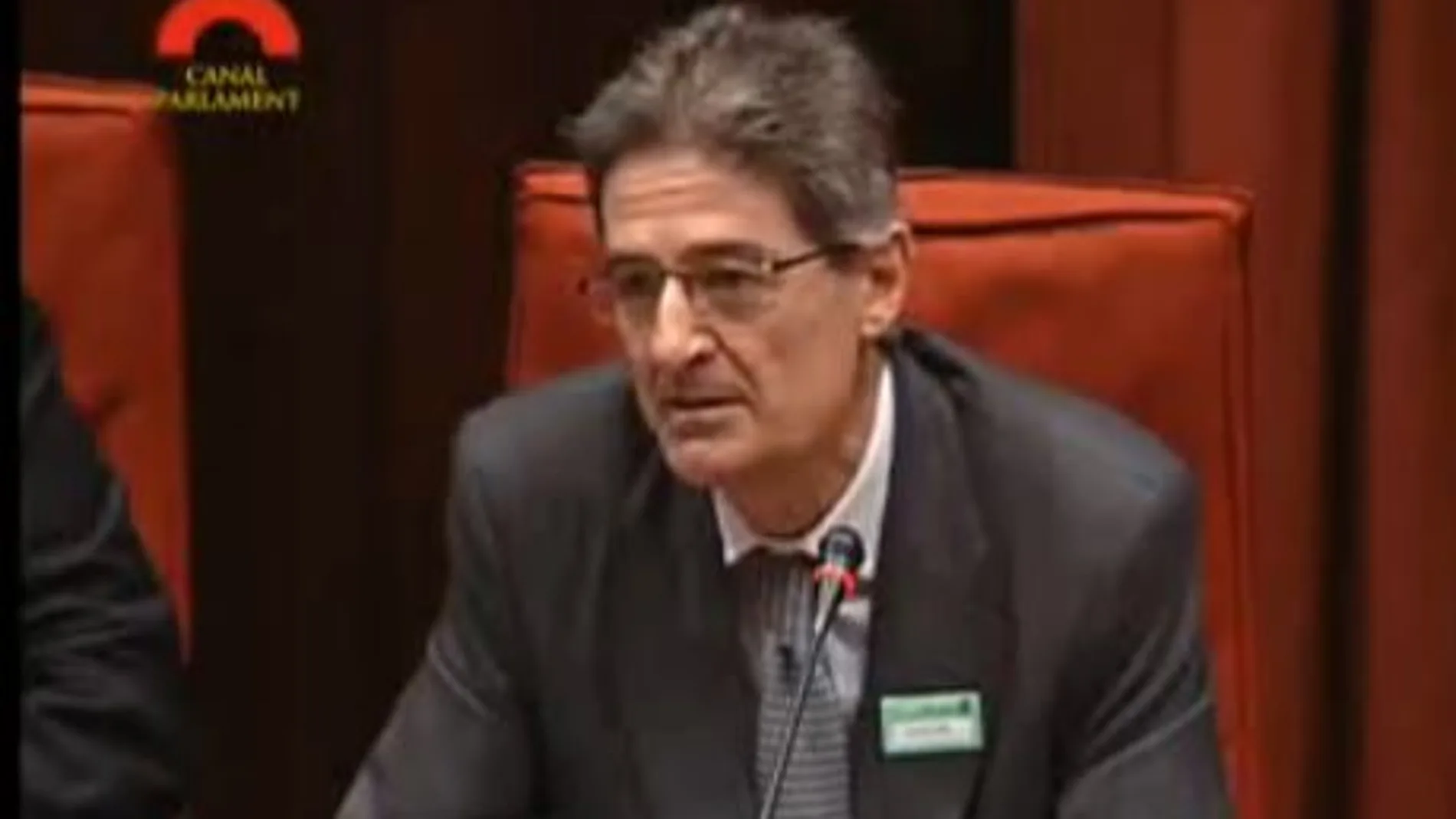 El ex directivo de Ferrovial Pedro Buenaventura durante su comparecencia en el Parlamento catalán