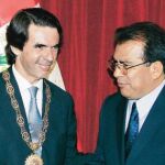 El presidente de FAES, José María Aznar, ayer, en Perú
